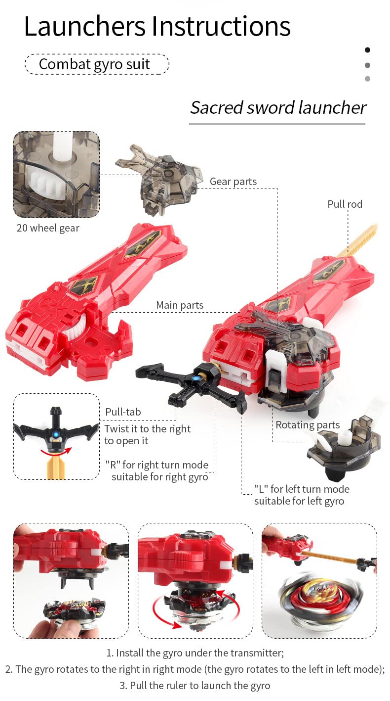 OBEST 12 Piece Battle Top Set for Kids, Bay Battling Tops Bey Gyros with 2 Burst Turbo Launchers, Gyro Starter Set Bay Battling Tops Arena Tops Gift for Kids