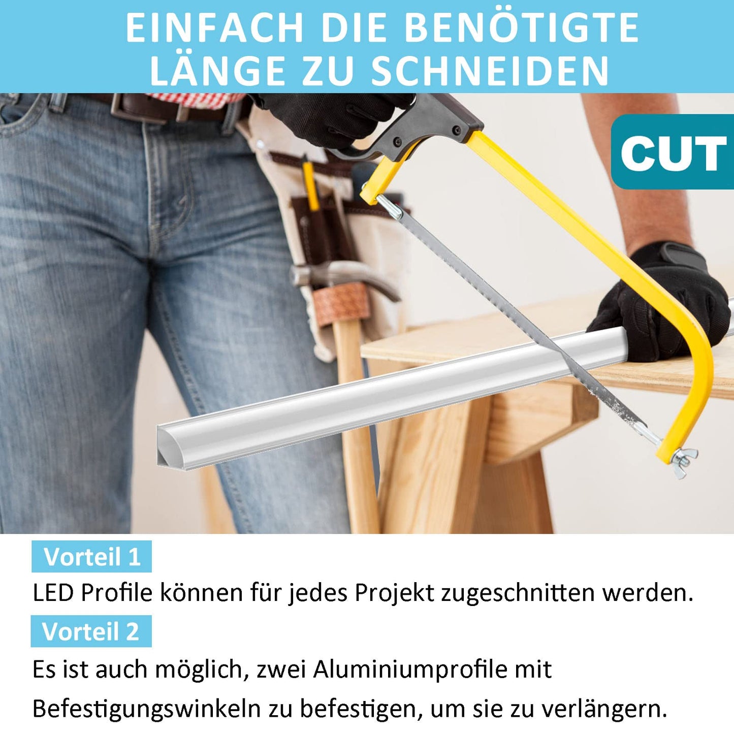 LED Aluminum Profile 12 × 1M, V-Shaped LED Profile for LED Strips, LED Channels with White Milky Cover, End Caps, and Mounting Materials (LED Strips/Band up to 10 mm incl)