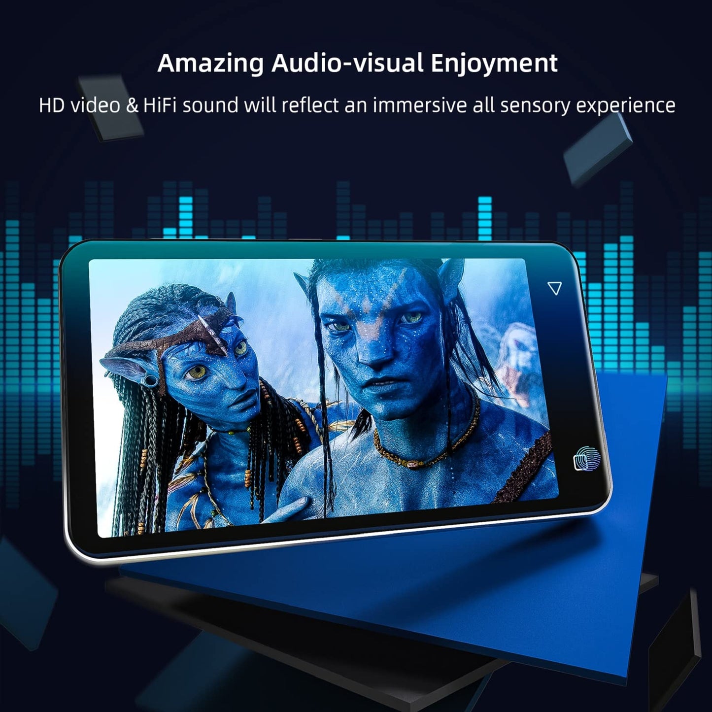 MP3 player with Bluetooth and Wi-Fi, 4" MP4-MP3 player with full touchscreen and Spotify, Android streaming music player with Pandora, portable HiFi sound, digital audio player with speaker white.