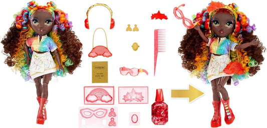 Rainbow High Creative Crystals Iris - 28 cm fashion doll with Make It Kit for crystal accessories, Ring for You, craft, resin playset, gift for kids 8+, Not EDIBLE