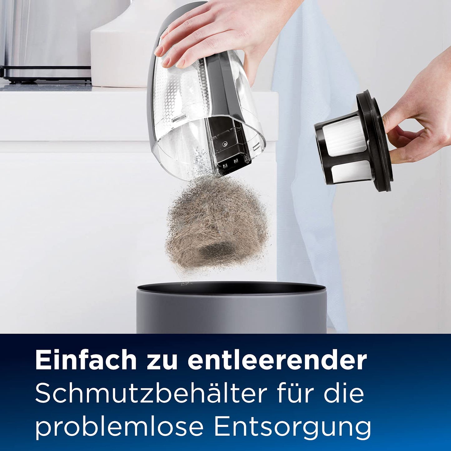Bissell Pet Hair Eraser, Cordless Hand Vacuum, Rotating Brush Roll, 14.4V, Fights Pet Hair & Dirt, For Your Stairs, Upholstery, Cars, and Carpets, 68dB, Black/Titan, 2278N