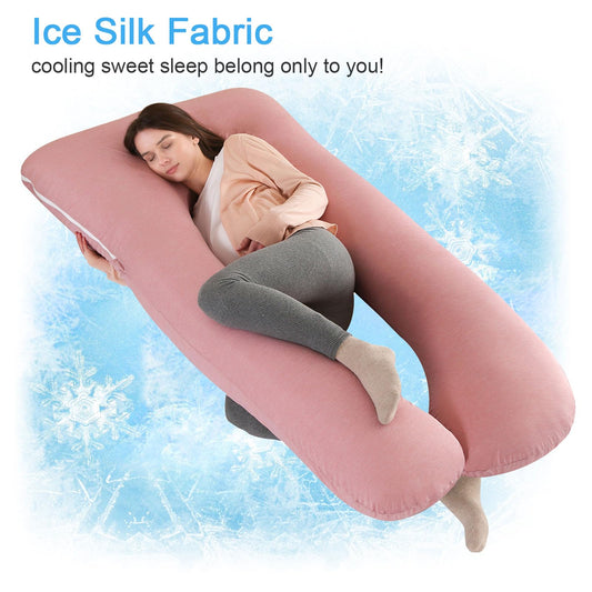 SHANNA Pregnancy Pillow U Shape Side Sleeper Pillow Nursing Pillow Feeding Pillow with Cooling Cover, Large Body Pillow for Adults, Comfort Pillow for Sleeping and Mother.