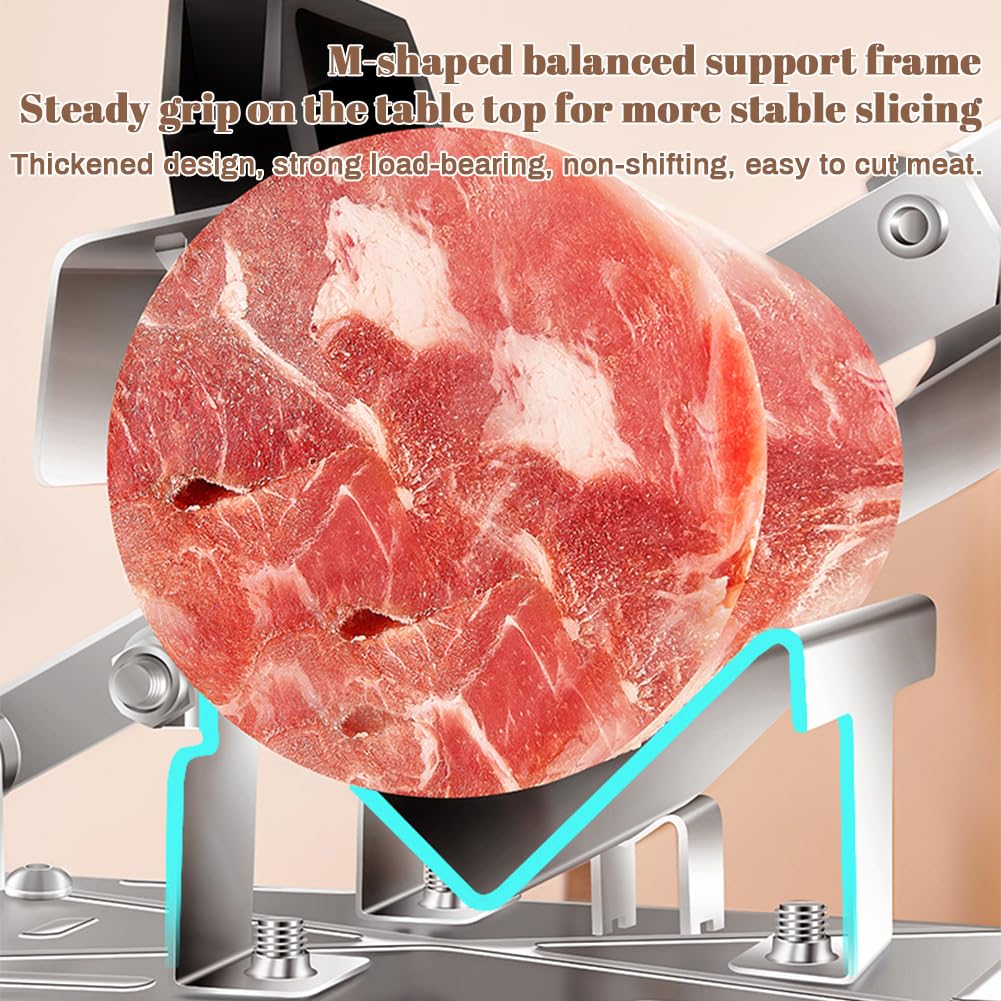 Tyenaza Frozen Meat Slicer, Lamb Stainless Steel Cutting Machine 0.3mm-8mm Adjustable Thickness Manual Meat Cutter for Home Kitchen