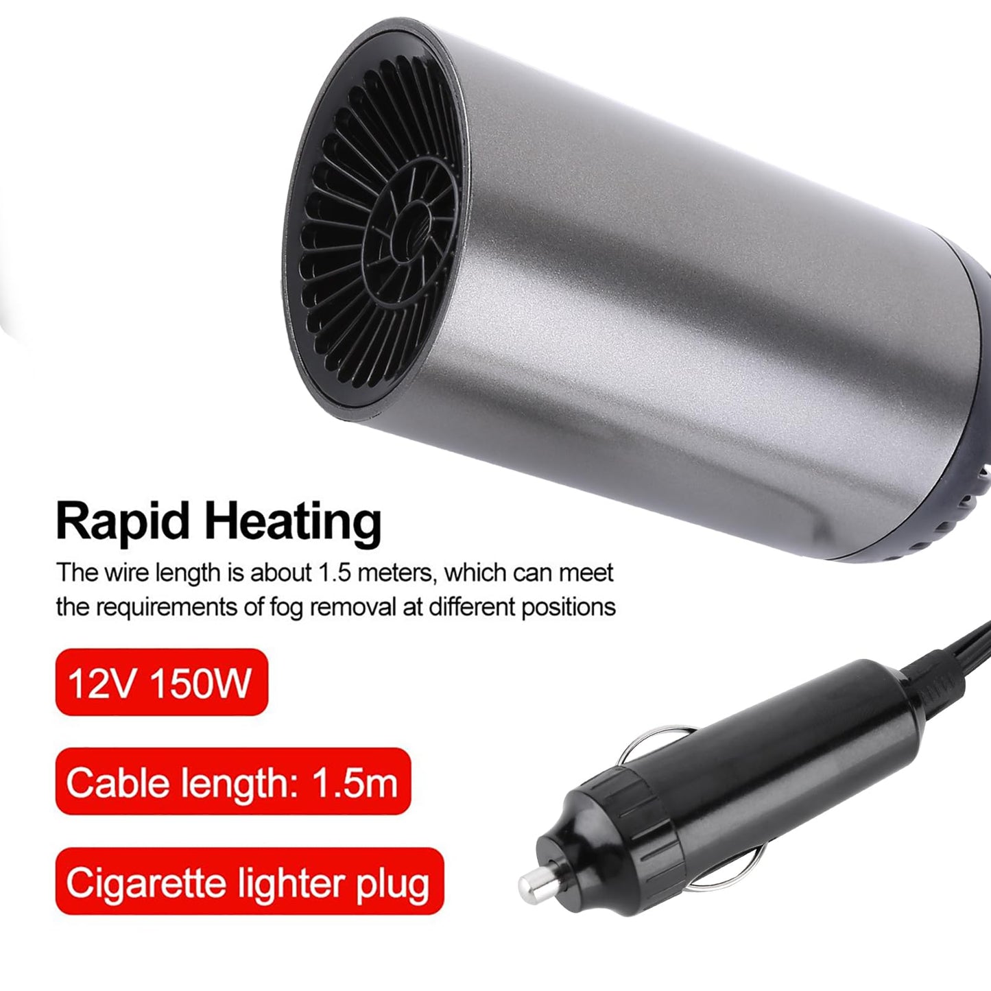 12V 150W Car Heater Defroster, Portable Car Heater Fan Fast Heating Defogger Defroster Fan Car Defrost Defog Fan Windshield Defroster Demister Mobile Interior Heater