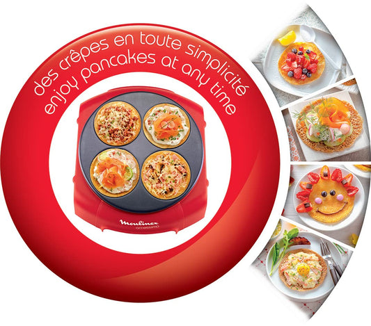 Moulinex Accessimo PY312511 Party Crepe Pancake Set, non-stick coating, thermoplastic insulation system, thermoplastic, Red