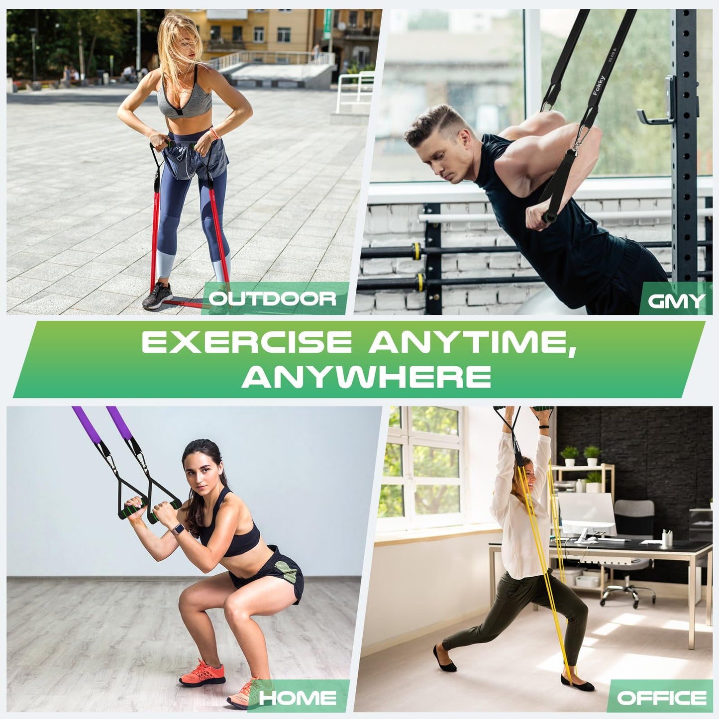 Fokky Fitness bands Resistance Bands, with door anchor and handles, perfect for strength training, yoga, Pilates, muscle building.