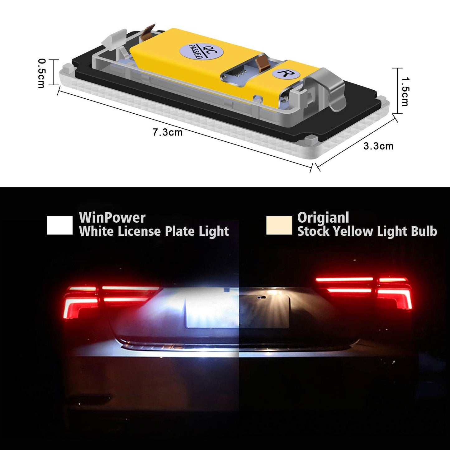 WinPower LED license plate light bulbs number plate light lamp 3582 SMD with CanBus error free 6000K Xenon cold white for R50/R52/R53 etc., 2 pieces
