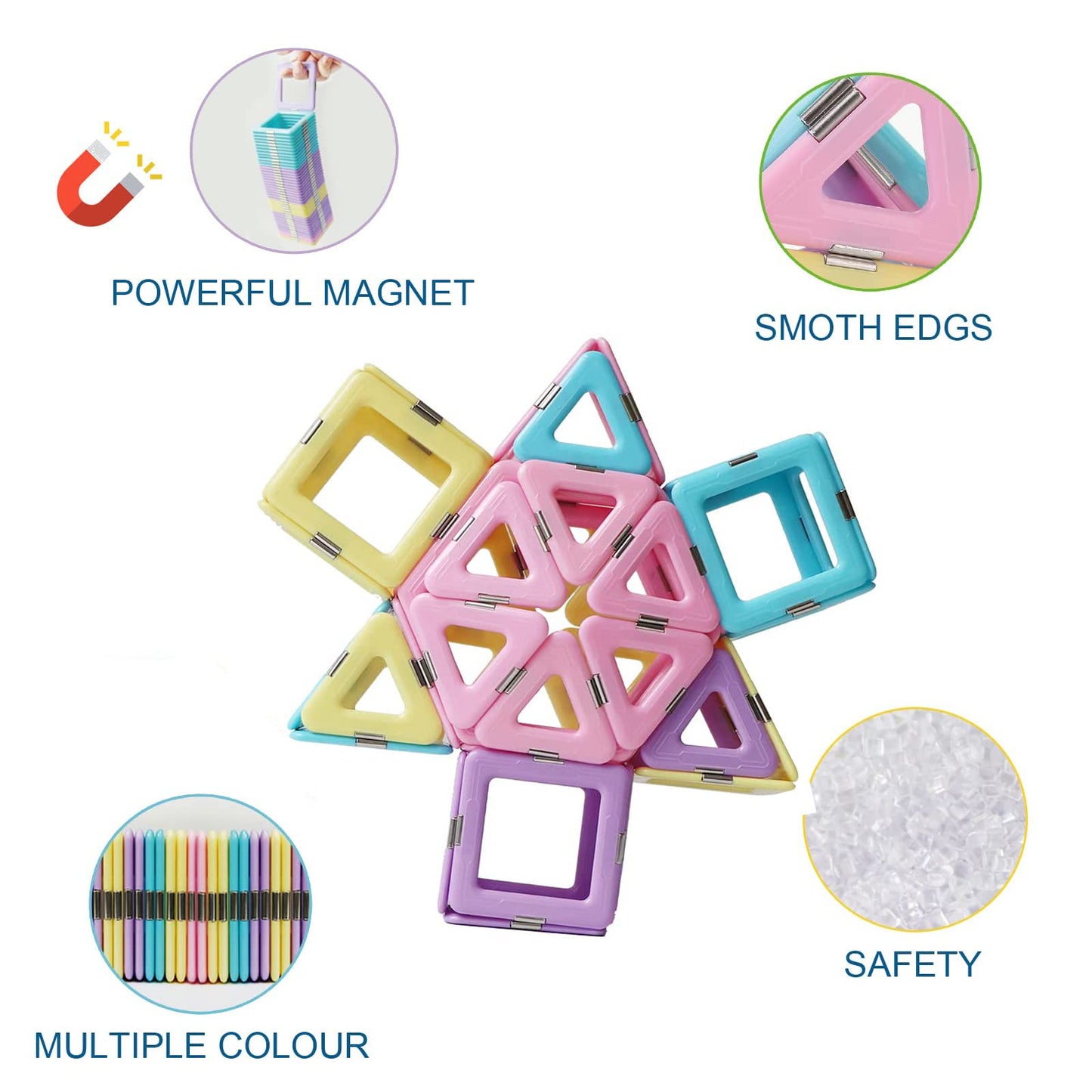 Magblock Magnetic Building Blocks - Magnet Construction Build Blocks Kids Gift Toy for Boys and Girls 3 4 5 6 7 8 years old (80 Pieces)