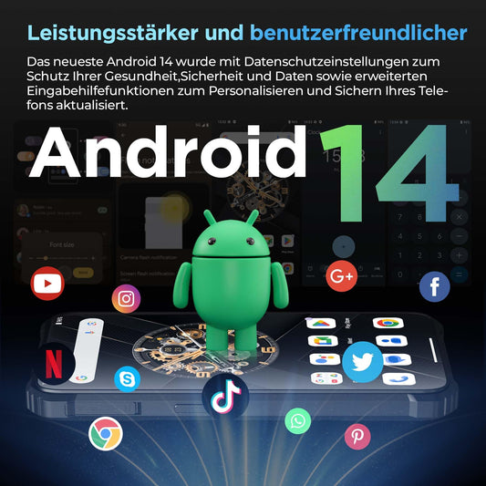 OUKITEL G2 Android 14 Outdoor Phone Unlocked, 6" HD+ Octa-Core affordable Smartphone, 16GB+64GB Smartphone 4G, 6300mAh Battery, IP68 Waterproof, 5+13MP Camera, Dual SIM, OTG-Green