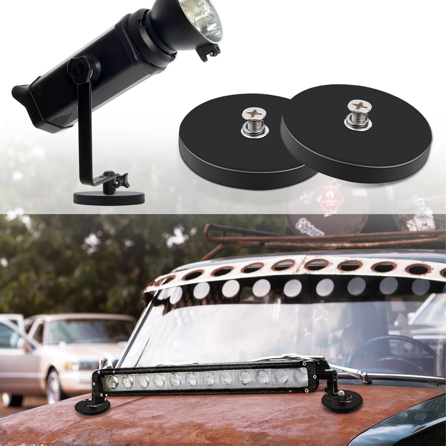 88MM threaded magnet, neodymium magnets with M8 threaded bolt anti-slip, 45kg rubber-coated neodymium magnets extra strong, magnet for attaching rubber-coated magnets for vehicles lamps instruments devices