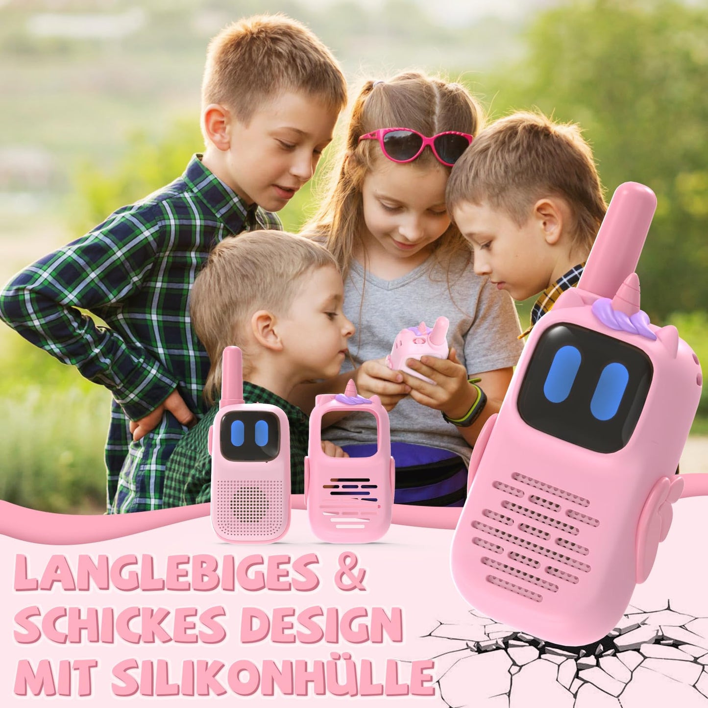 Girl's toy for ages 3-12, Kearui walkie-talkie kids radio with unicorn silicone case lightweight, unicorn toy walkie-talkie for girls aged 4 5 6 7 8 years (pink)