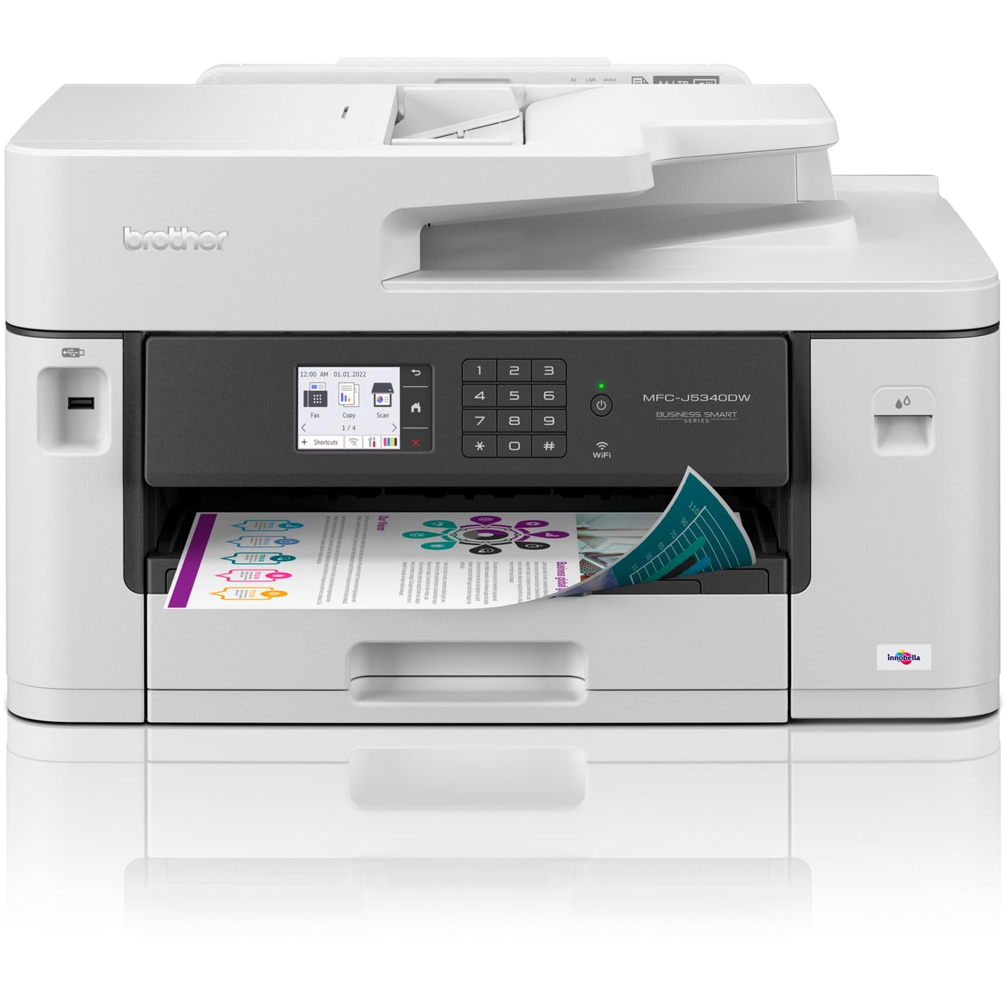 Brother MFC-J5340DWE EcoPro 4-in-1 Color Inkjet Multifunction Printer (250-sheet paper tray, printer, scanner, copier, fax), light gray