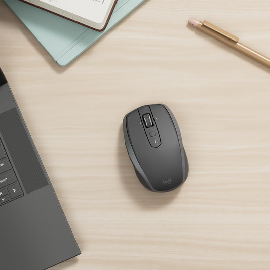 Logitech MX Anywhere 2S Bluetooth Edition wireless mouse, multiple surfaces, super fast scrolling, rechargeable, mobile, connect to up to 3 Mac/PC computers - Graphite
