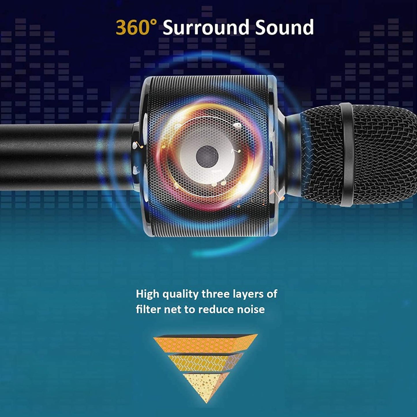 BONAOK Bluetooth Karaoke Microphone for Adults, Portable 3 in 1 Karaoke Mic, Handheld Home Birthday Gift Karaoke Microphone for iPhone, for Android, for PC, for Smartphone (Black)