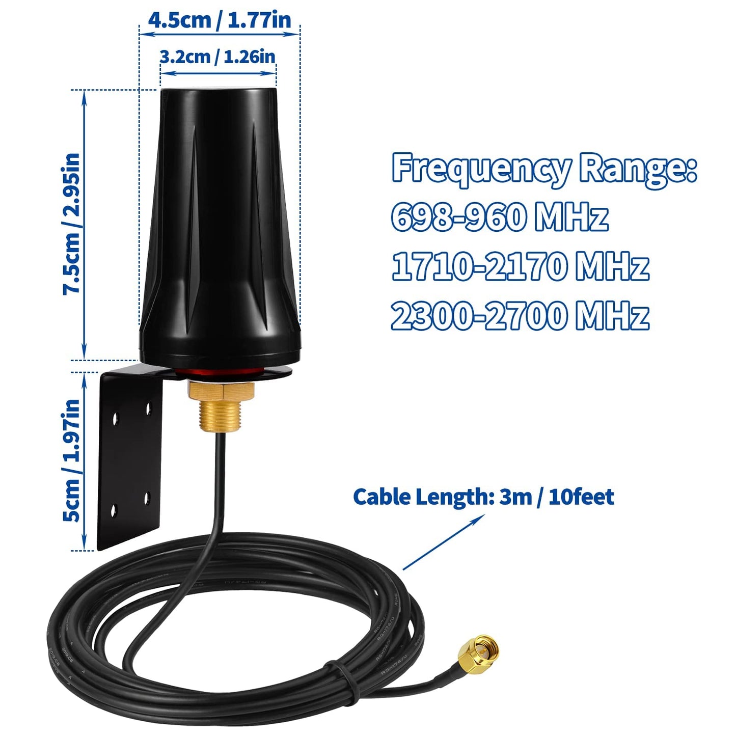 Bingfu 4G LTE Antenna Outdoor 5dBi SMA Male Antenna Wall Mount Waterproof for 4G LTE Router Gateway Modem Hotspot Trail Camera Smart Home Energy Monitor