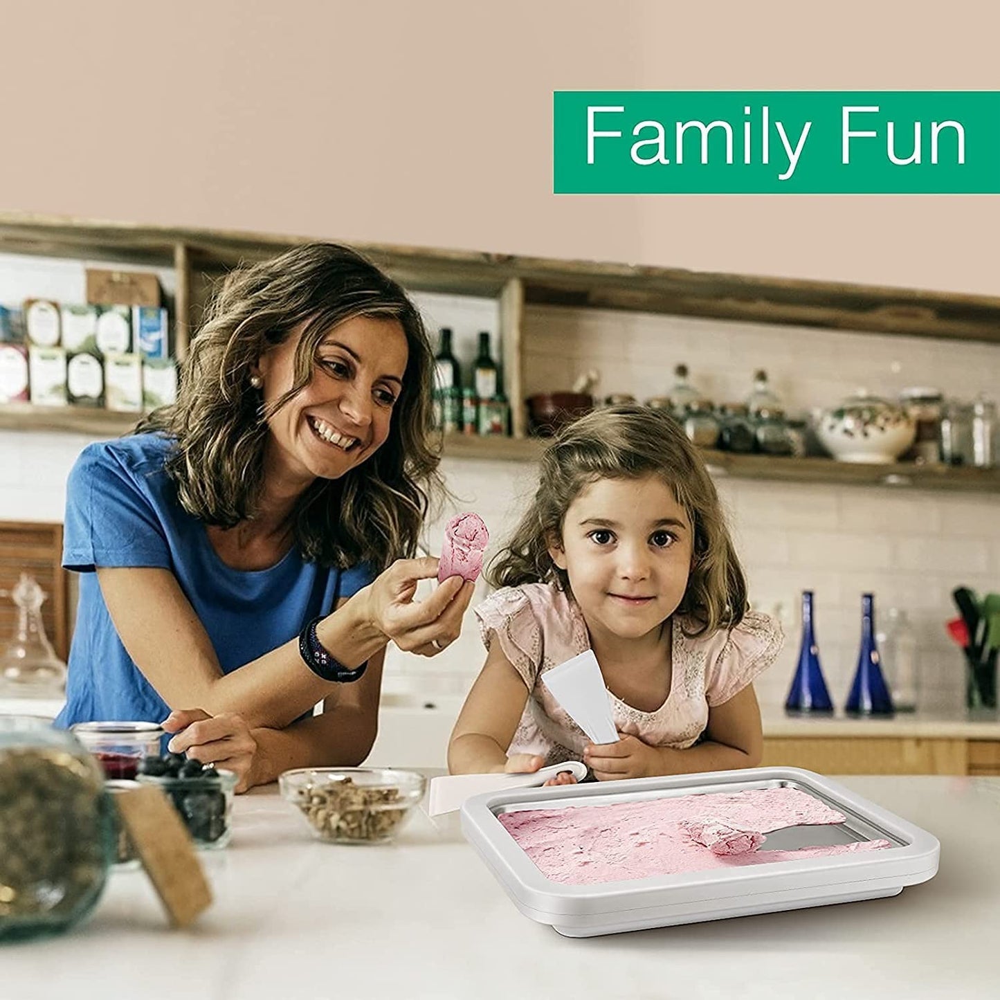 Ice cream maker, 26 x 21 cm, Rolling ice cream machine for kids and families - Includes ice cube maker and accessories Rolling ice machine plate, Ice Rolls machine, Ice cream machine, Ice Rolls plate
