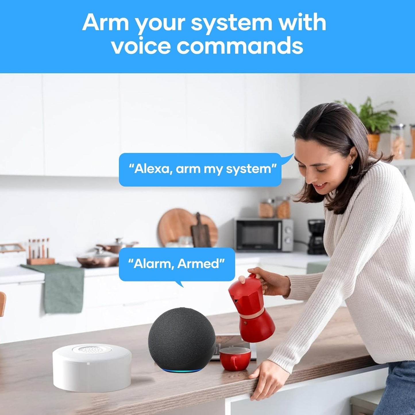 AGSHOME Alarm System 8-piece, Smart Home Alarm System Home with APP, WIFI Alarm System Set with Siren, 5 Window Door Sensors and 2 Remote Controls, Alarm System for Home, Apartment, RV