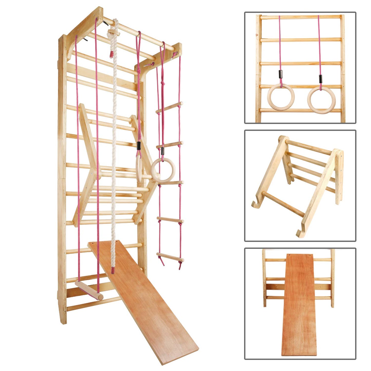 CCLIFE Sprout Wall Gym Climbing Frame Wooden Exercise Equipment Climbing Wall with Bar Fitness Kids Adult ZERO