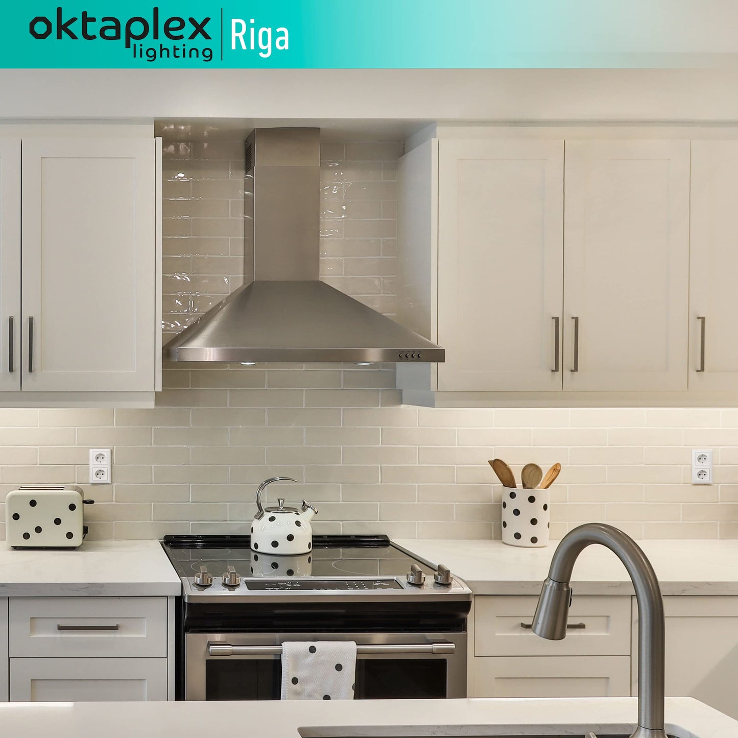 Octaplex Riga LED under cabinet light for kitchen 84cm neutral white 4000K light strip expandable under cabinet light 1270 lumens 12.7W 230V with switch.
