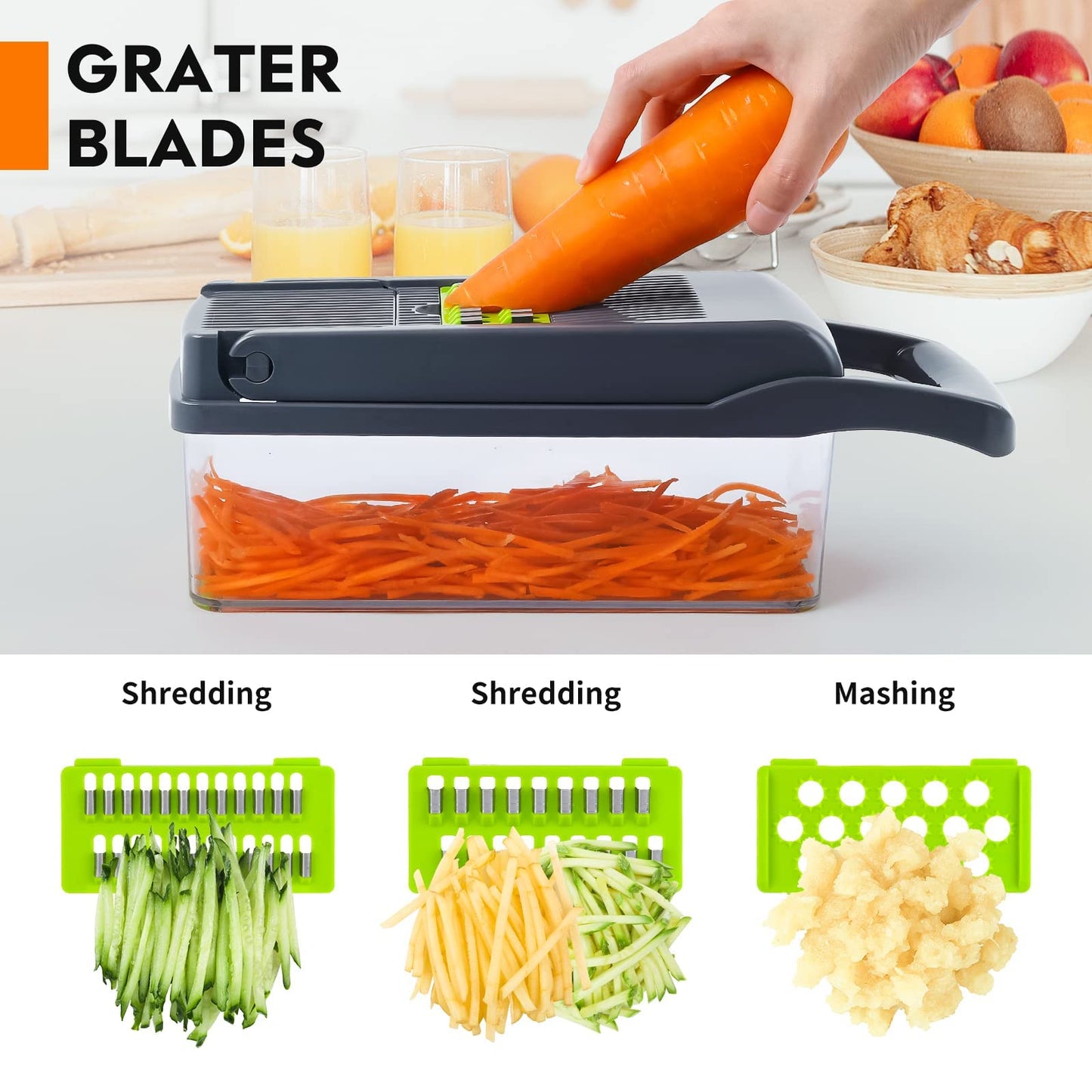 iPalamila Vegetable Cutter - Dicer - Vegetable Chopper Dicer - Vegetable Slicer - Suitable for cubes, slices, 14 in 1 Multifunctional Cutter Onion Chopper Salad Cutter Mandoline, ABS