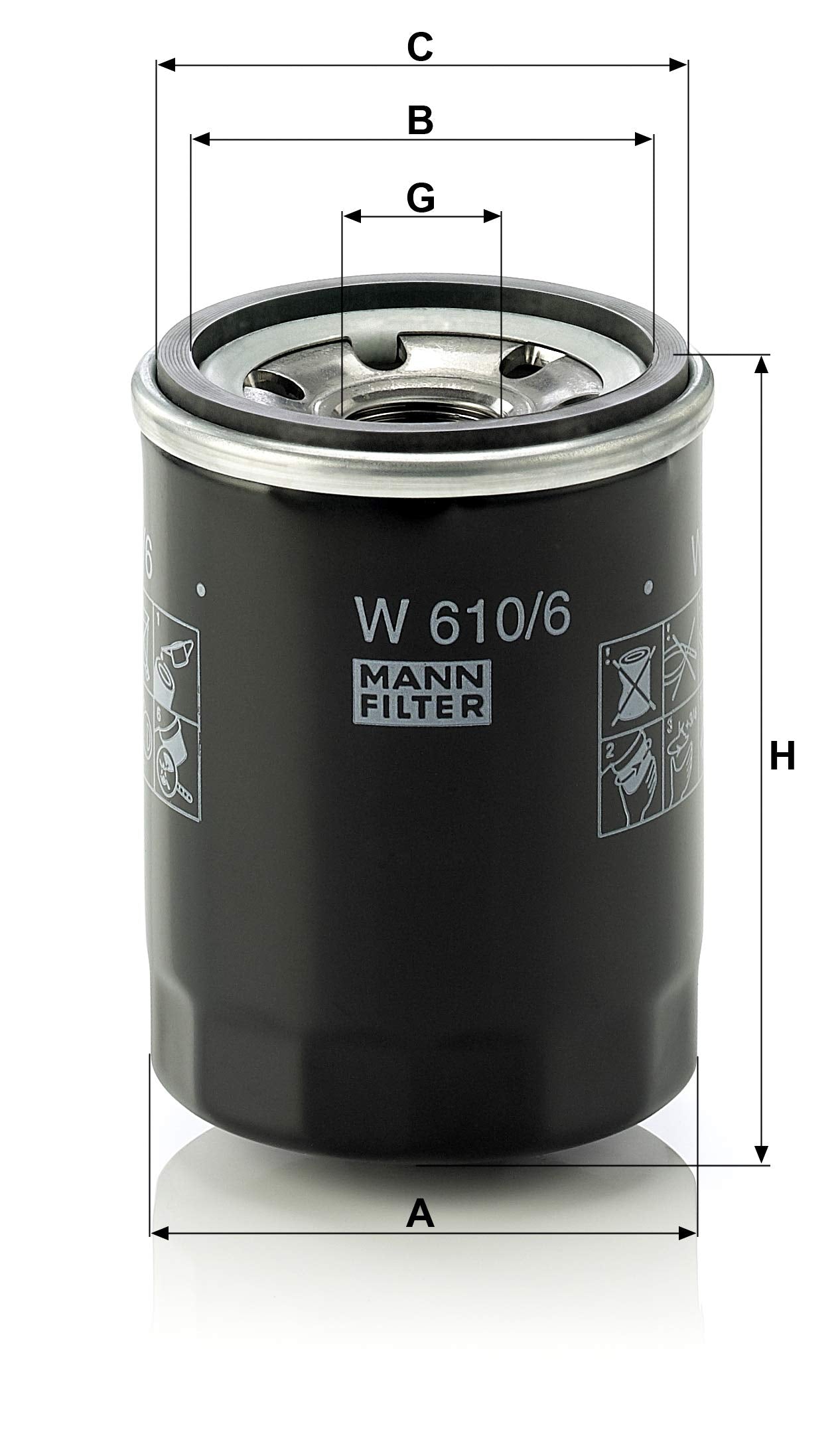 Original MANN-FILTER oil filter W 610/6 - For cars and commercial vehicles, pack of 5