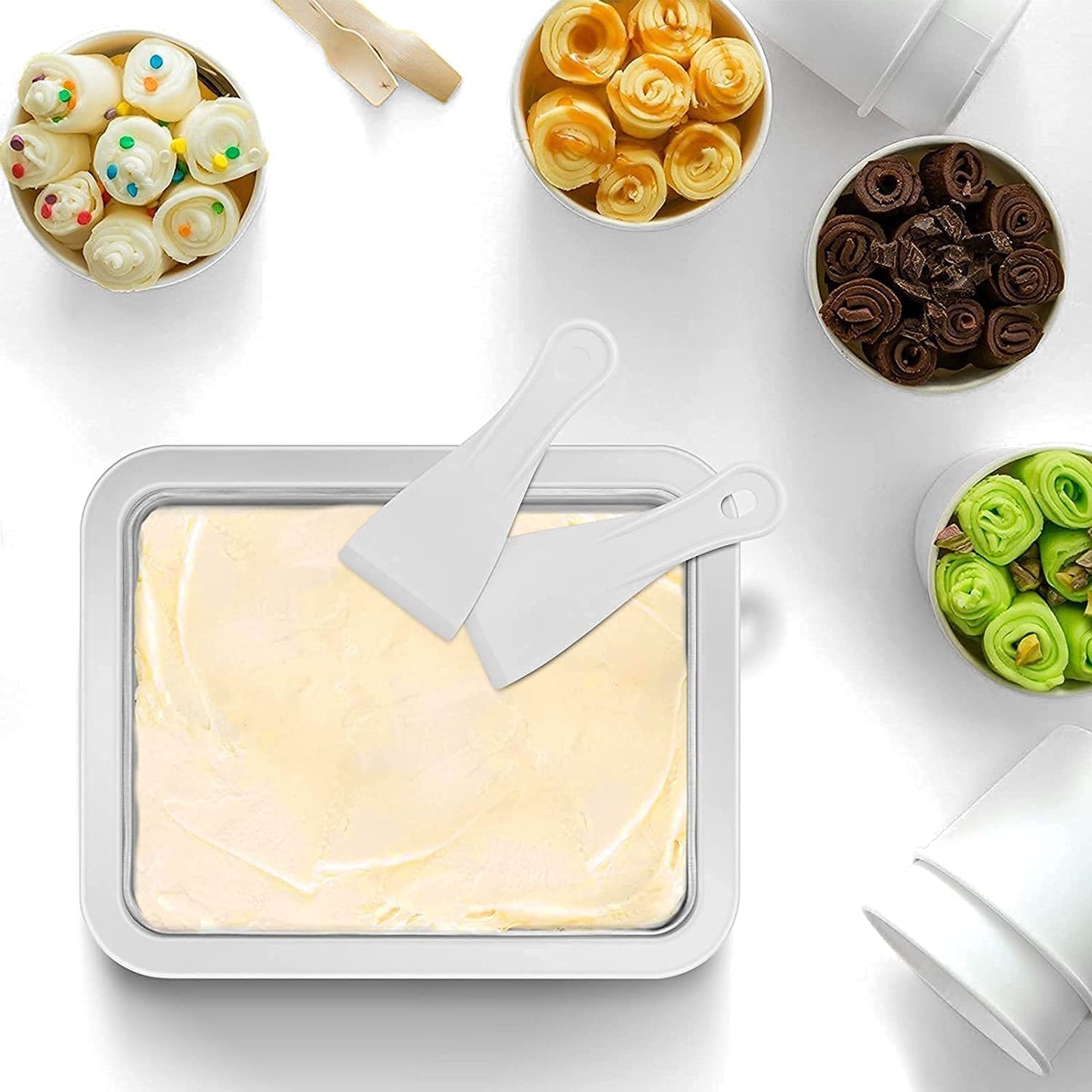 Ice cream maker, 26 x 21 cm, Rolling ice cream machine for kids and families - Includes ice cube maker and accessories Rolling ice machine plate, Ice Rolls machine, Ice cream machine, Ice Rolls plate