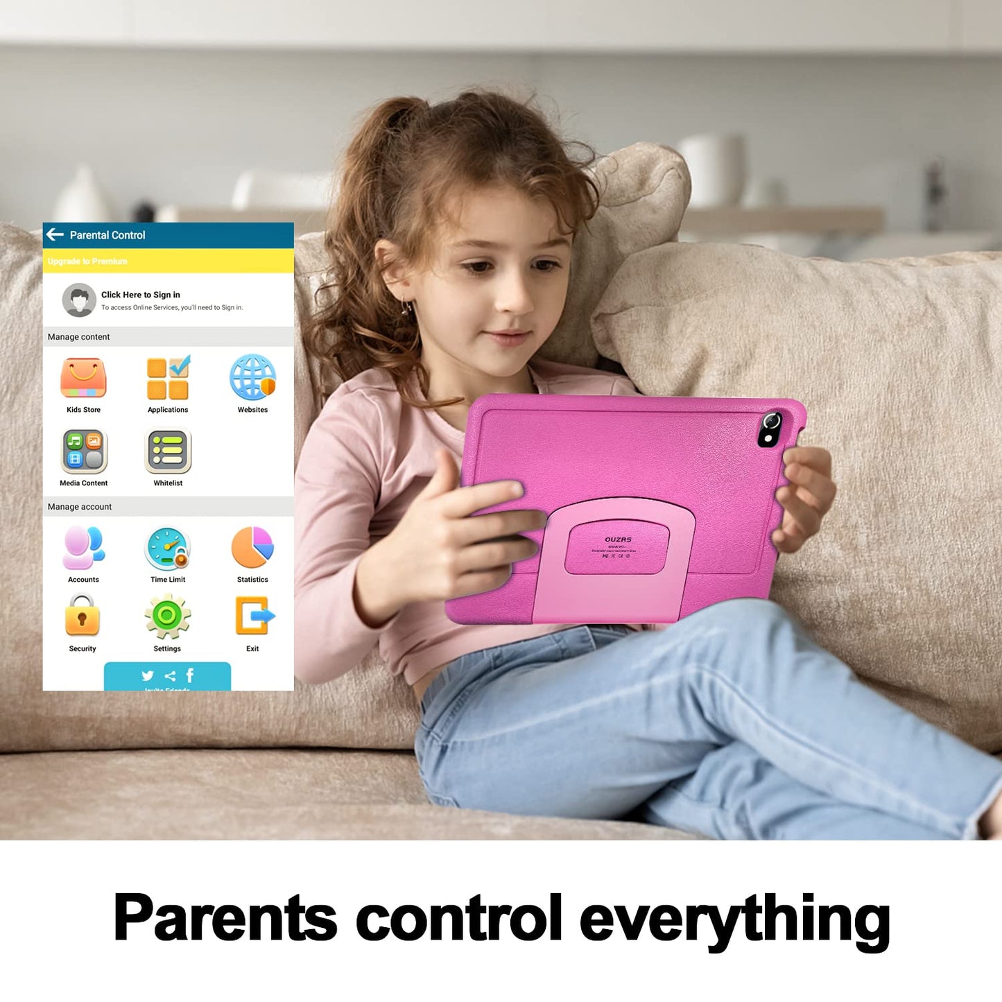 Kids Tablet, Octa Core 10-inch Touchscreen Tablet, 4 GB RAM + 64 GB ROM Android 12 Learning Tablet with Case, WiFi, Parental Control, Dual Cameras, Games, Bluetooth, Learning Tablet - Children's Tablet (Pink)