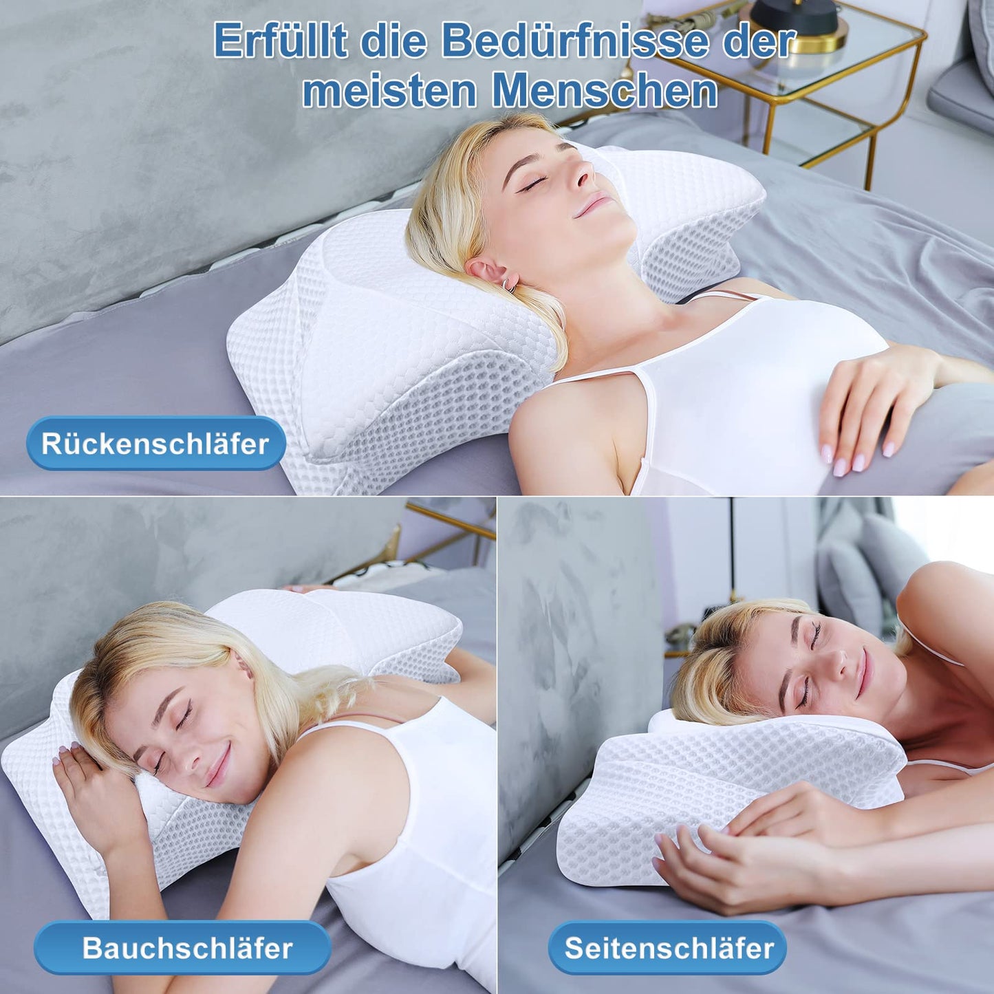 SAHEYER Memory Foam Pillow Neck Support Pillow, Ergonomic Orthopedic Pillow Side Sleeper Pillow Neck Pillow for Side, Back & Stomach Sleepers
