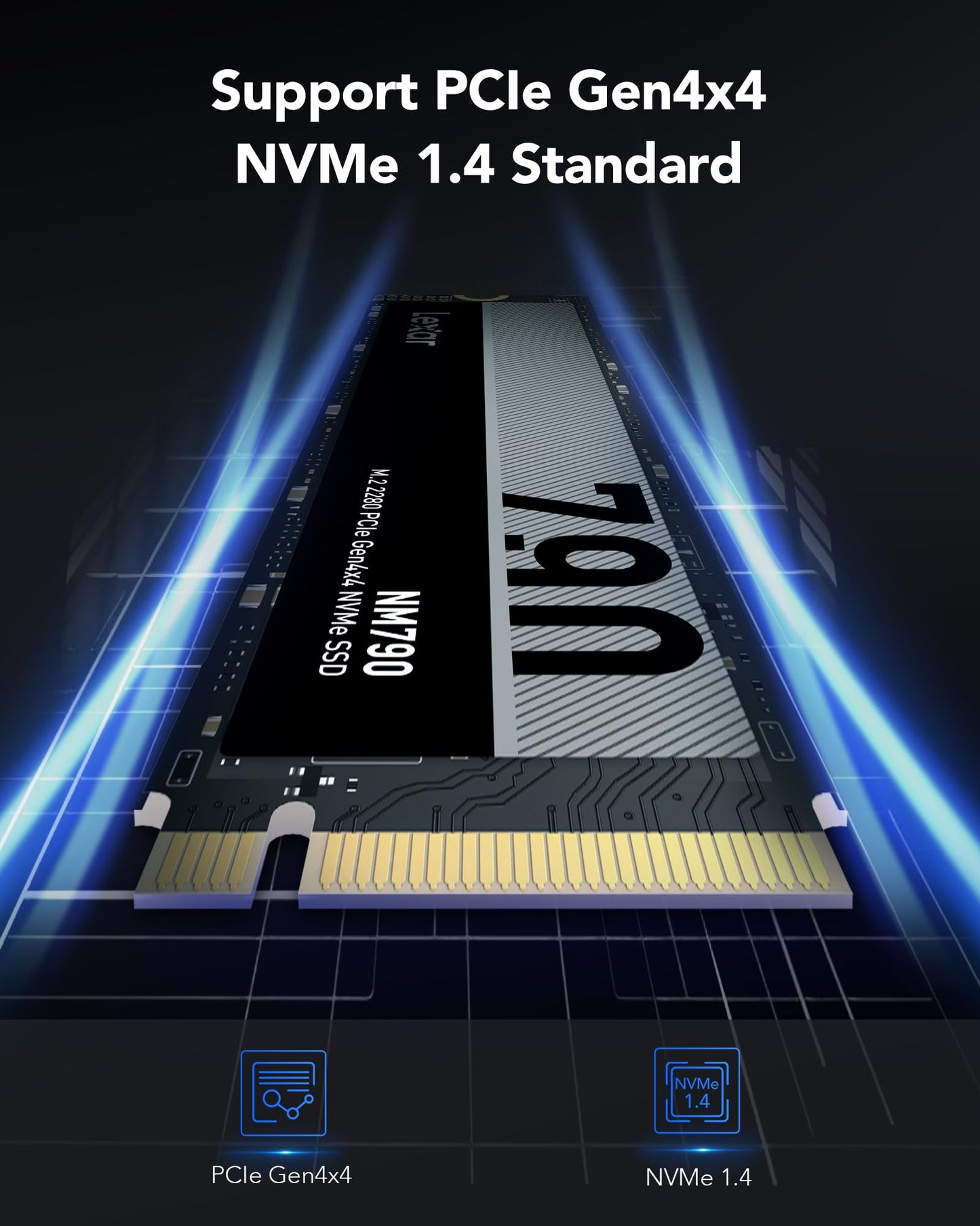 Lexar 2TB Internal SSD, PCIe Gen4x4 NVMe 1.4 M.2 2280 SSD, Up to 7,400MB/s Read, 6,500MB/s Write, Solid State Drive for PS5, PC, Laptop, and Gamers