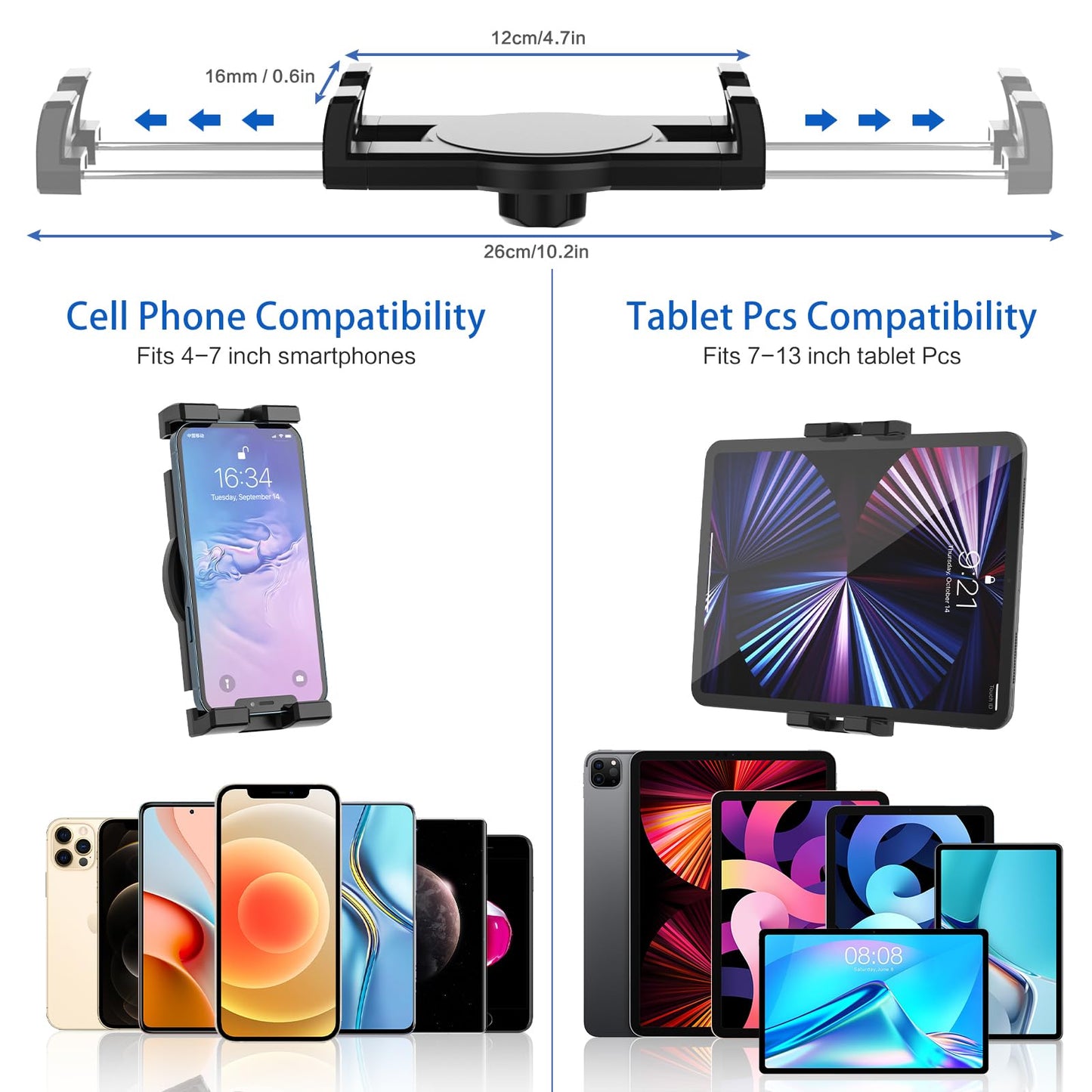 Dashboard Tablet Holder Car Front, woleyi Car/Truck Tablet Mount Suction Cup Strong, Windshield Car Mount for iPad Pro/Air/Mini/Galaxy Tabs/Lenovo/Phones 4-12.9"