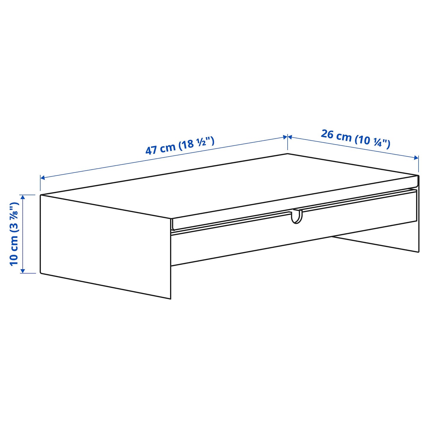 ProTuning ELLOVEN monitor stand with drawer, made of aluminum, 47x26x10 cm white.