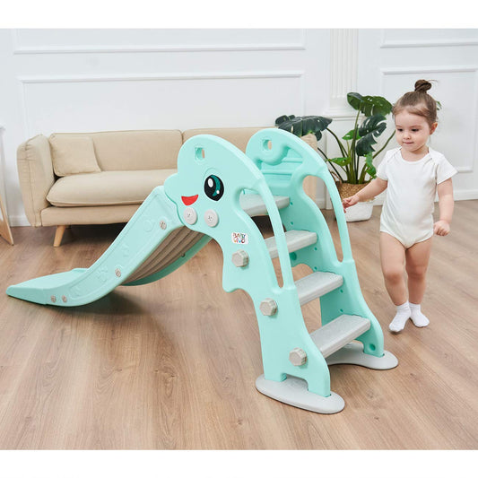 Baby Vivo Kids Slide Children's Slide Garden Slide Toddler Slide Plastic Dolphin rounded corners & edges for Indoor & Outdoor in turquoise