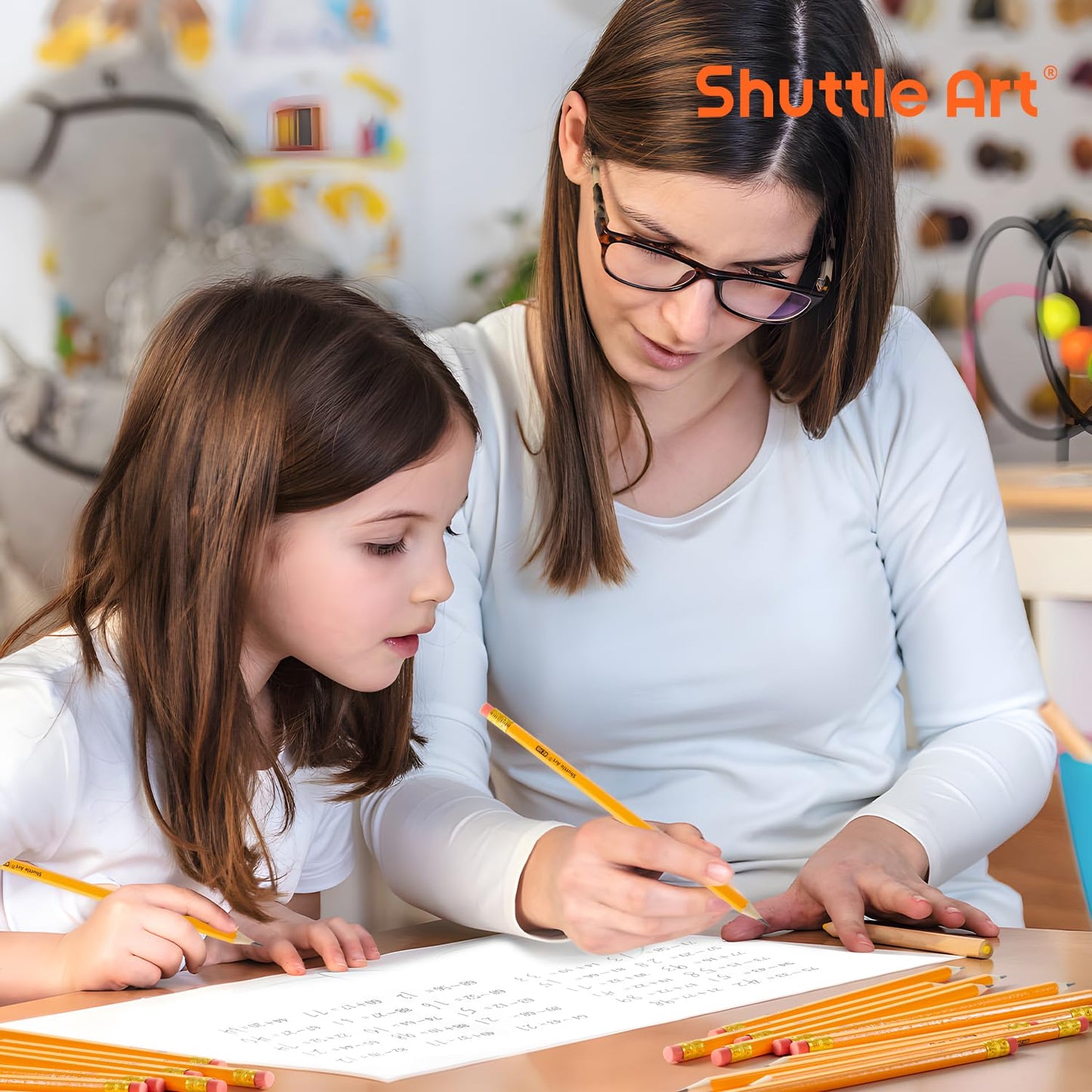 Shuttle Art HB Pencils, 180 pre-sharpened yellow pencils with eraser, graphite pencils in bulk packaging, pencil set for kids and adults for writing, drawing, and sketching.