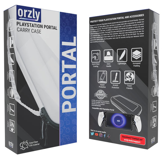 Playstation Portal Remote Player carrying bag for PS5 console holds accessories and provides travel and storage protection for headset, charger, and more. Black/White - Gift Box Edition.