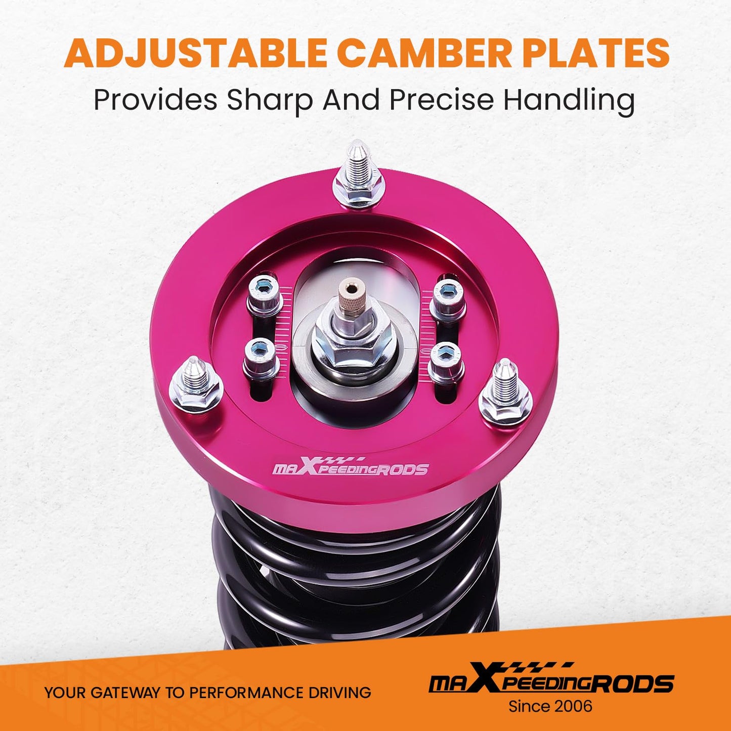 maXpeedingrods suspension coilover for E46 3 Series 98-06 adjustable hardness 320d, 330d Red.