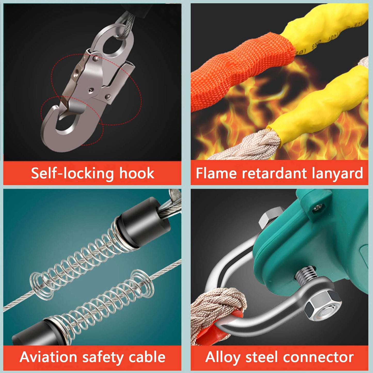 Aocay fall protection device 3m, retractable lifeline for roofers and scaffolders, portable fall arrest system, person fall limiter with hooks, maximum capacity 150kg.