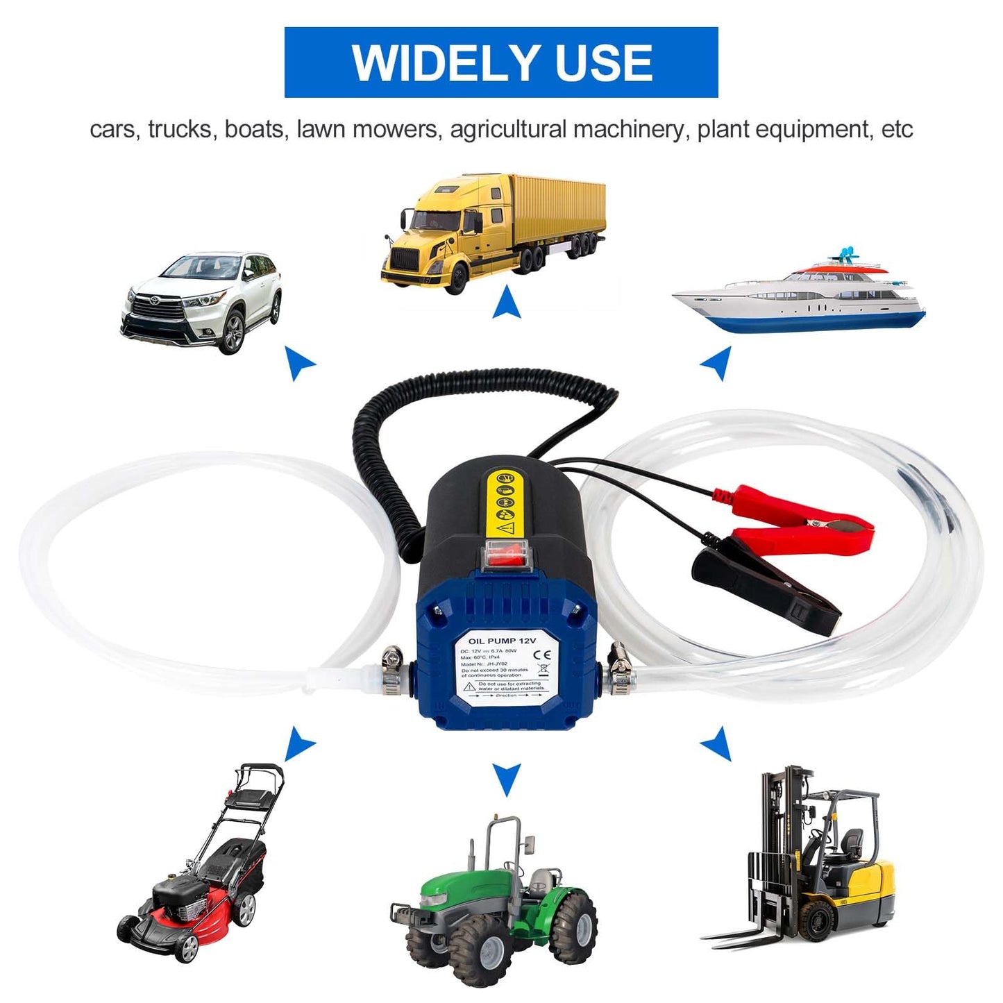 LEMOTO 12V 80W Diesel Pump, Oil Suction Electric Transfer Pump, Oil Change Suction Pump with Hose