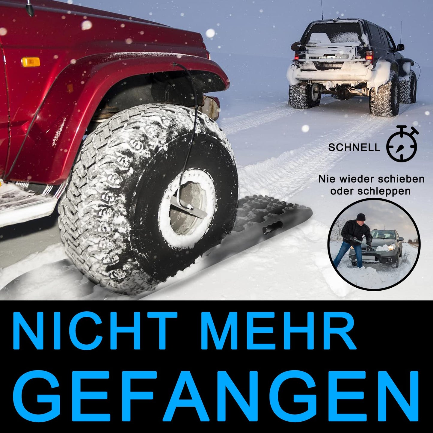 Herrselsam 2 Pieces Sand Boards Offroad Traction Mat Plastic Recovery Board Tracks with Storage Bag and Installation Tool, 10T Load for SUV RV Car Truck.