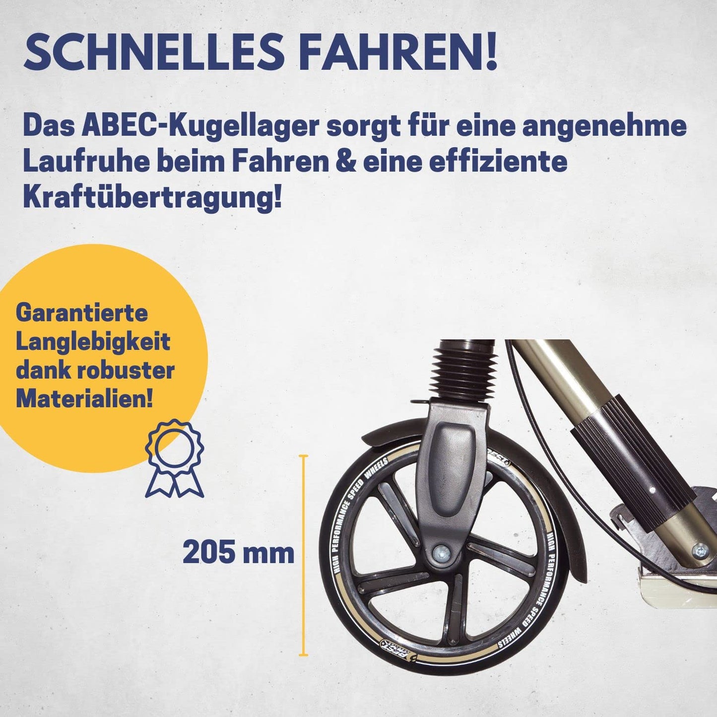 BEST SPORTING High End Adult Scooter, foldable with stand, hand brake, bell, and carrying strap. City scooter for adults with wheel size of 205 mm.