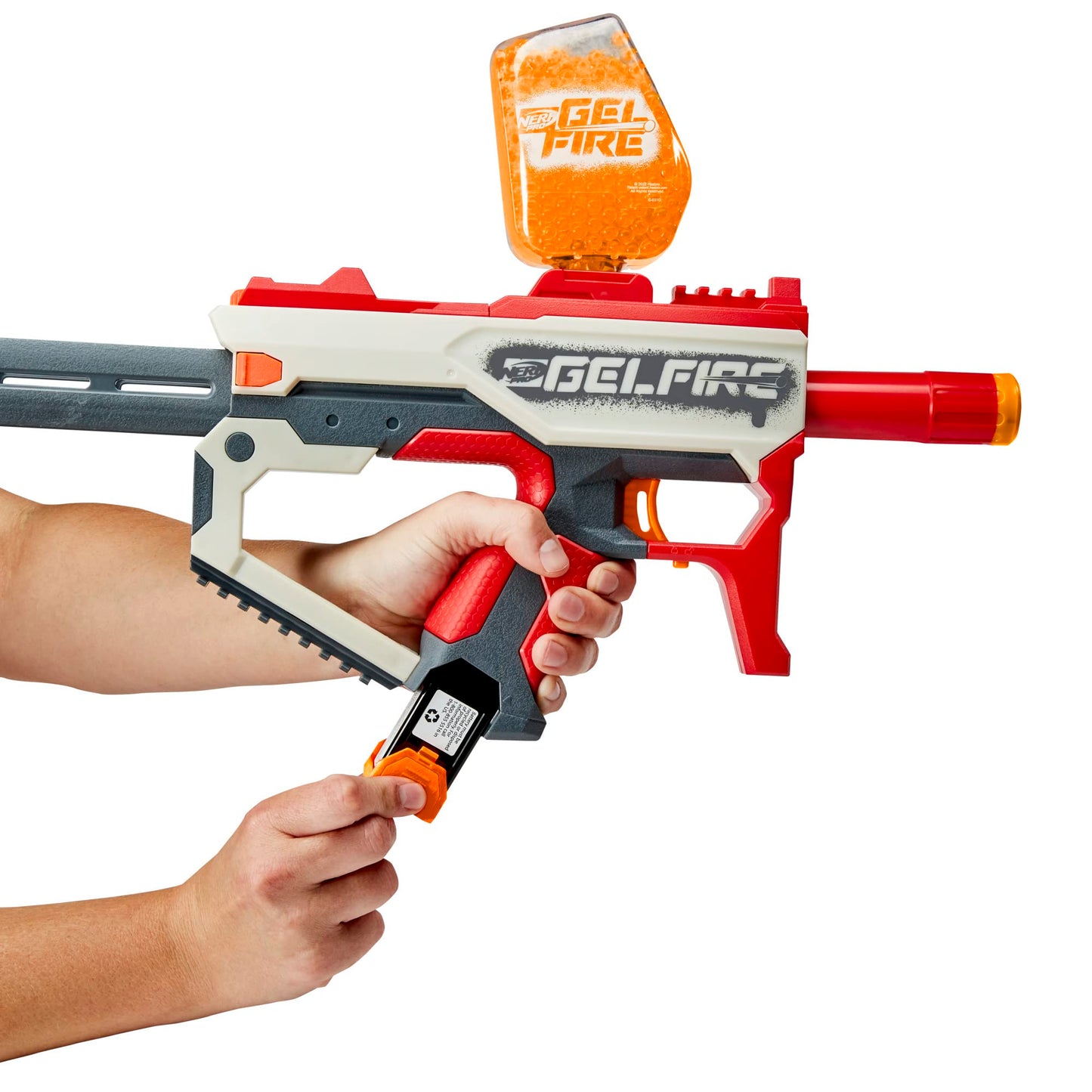 Nerf Pro Gelfire Mythic Blaster, 1600 hydrated Gelfire balls, ball magazine for 800 balls, with battery and Nerf goggles