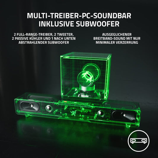 Razer Leviathan V2 - PC gaming soundbar with Dolby 5.1 Surround Sound, powerful subwoofer for deep bass, great for gaming, movies, and music. Black.