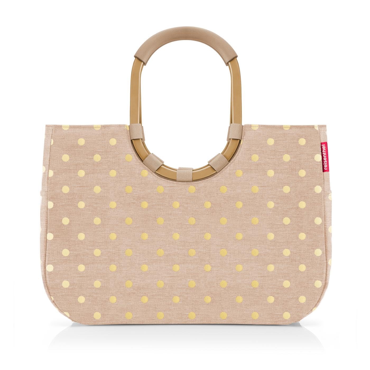 reisenthel loopshopper L frame metallic dots coffee - Stable bag with practical compartments made from recycled PET bottles - Charming and water-repellent design