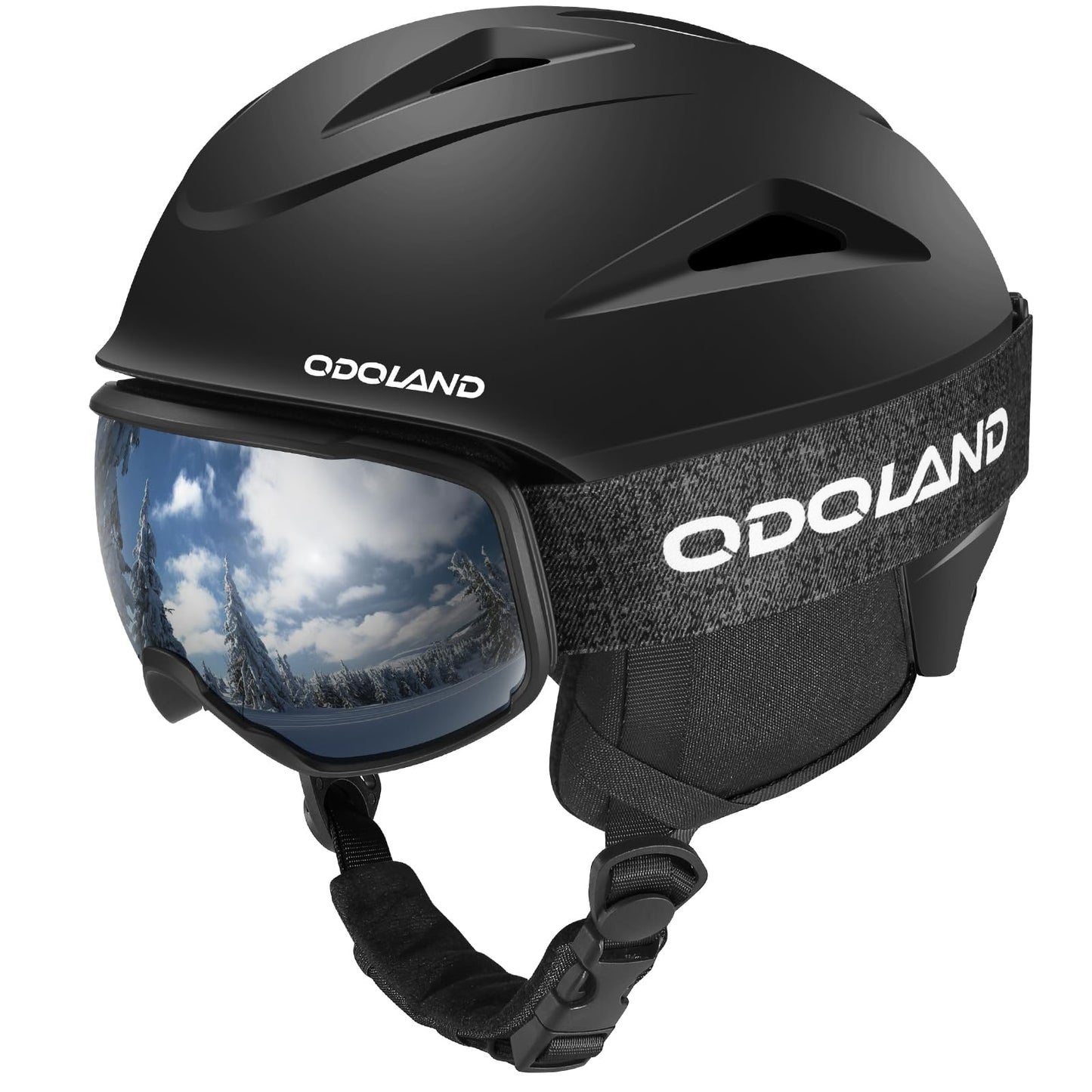 Odoland ski helmet with ski goggles for skiing and snowboarding, Adjustable size, with ear protectors for men, women, and teenagers.