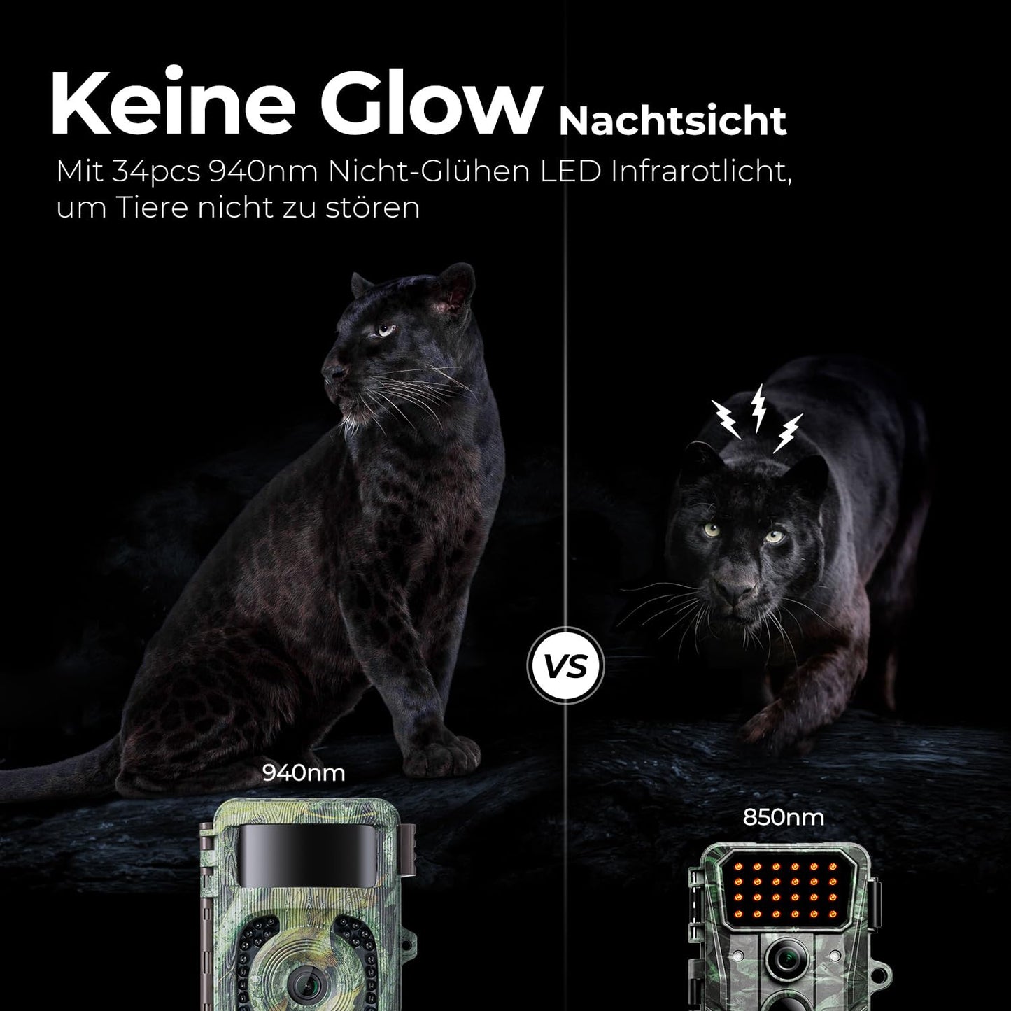 K&F Concept Trail Camera 48MP 4K, Wildlife Camera with Motion Sensor Night Vision LCD Screen Photo Traps Camera Animals Animal Observation Camera Night Vision Camera 120° Wide Angle Motion with 64G SD 8 Batteries