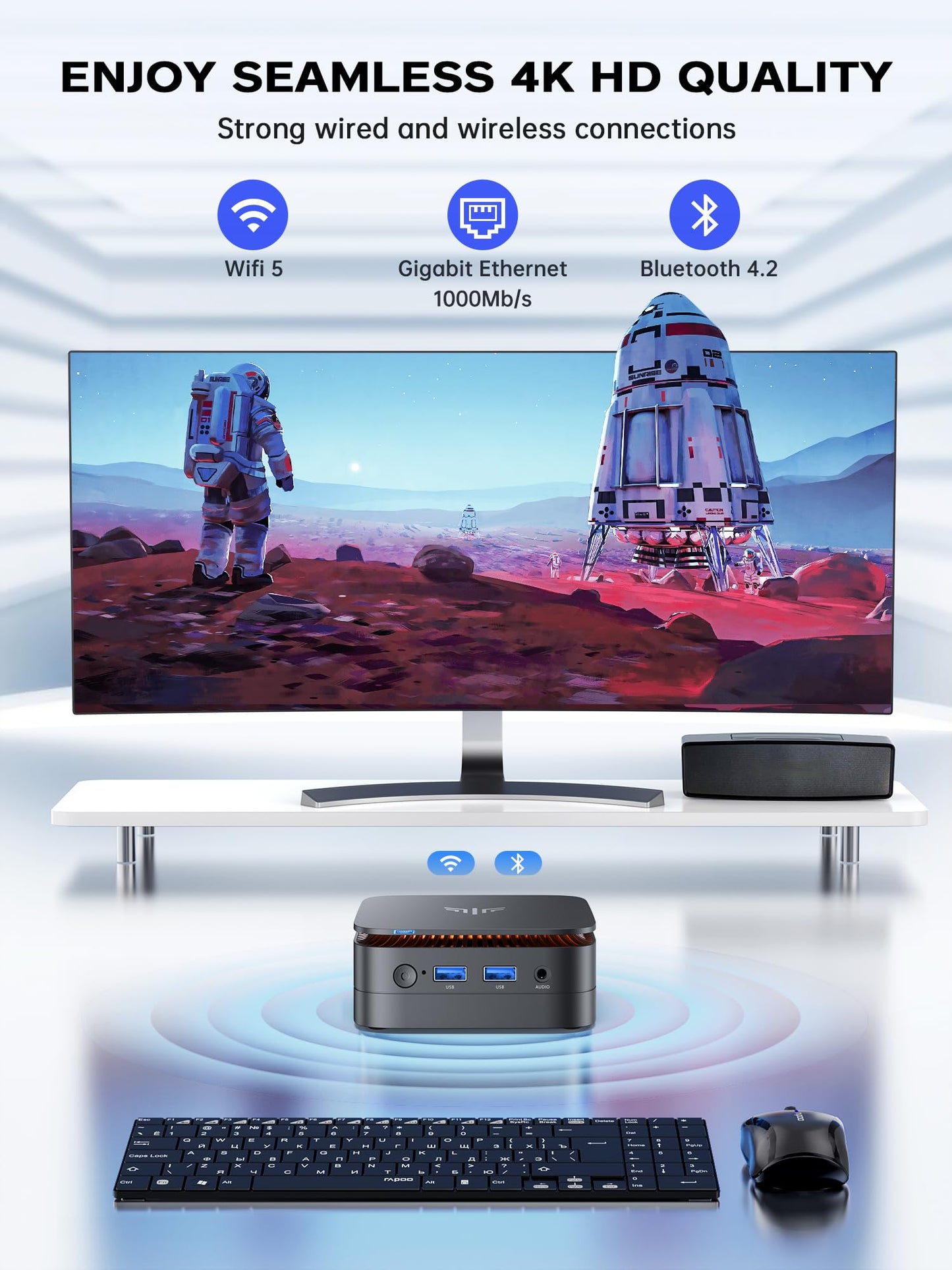 ACEMAGICIAN AK1PRO Mini PC with N95 3.4GHz, 16GB DDR4 RAM, 512GB M.2 SSD. Features 4K UHD HDMI+DP, dual-band WiFi/BT4.2/Gigabit Ethernet. Ideal for business, home theater, W11 Pro.
