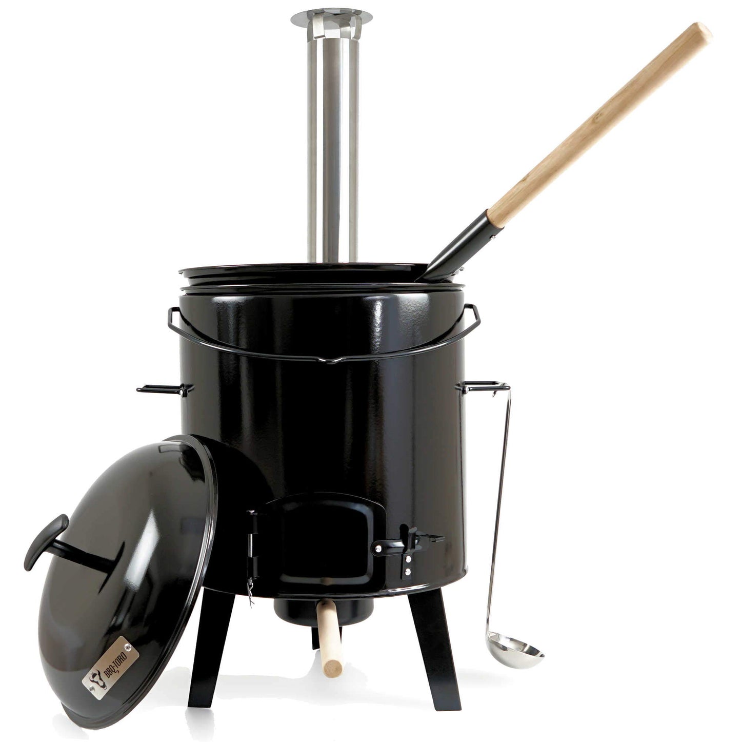 BBQ-Toro Goulash Cannon | Goulash Cauldron | One-Pot Stove | Hungarian Goulash Pot 17 liters enameled with lid for outdoor kitchen field kitchen