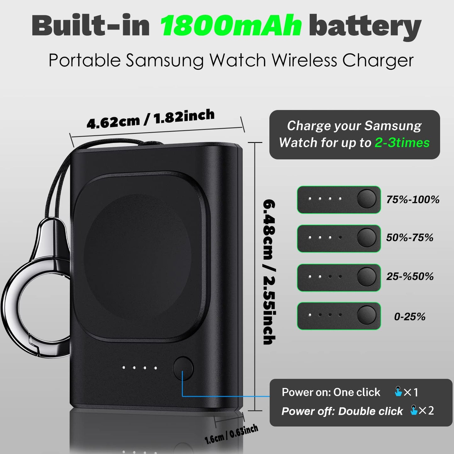 3 in 1 charging station for Samsung devices, with 1800 mAh portable Samsung Watch 5 Pro charger, Type-C dock compatible with Galaxy S23/S22/A53/A52/A33/A32/A13/Galaxy Buds