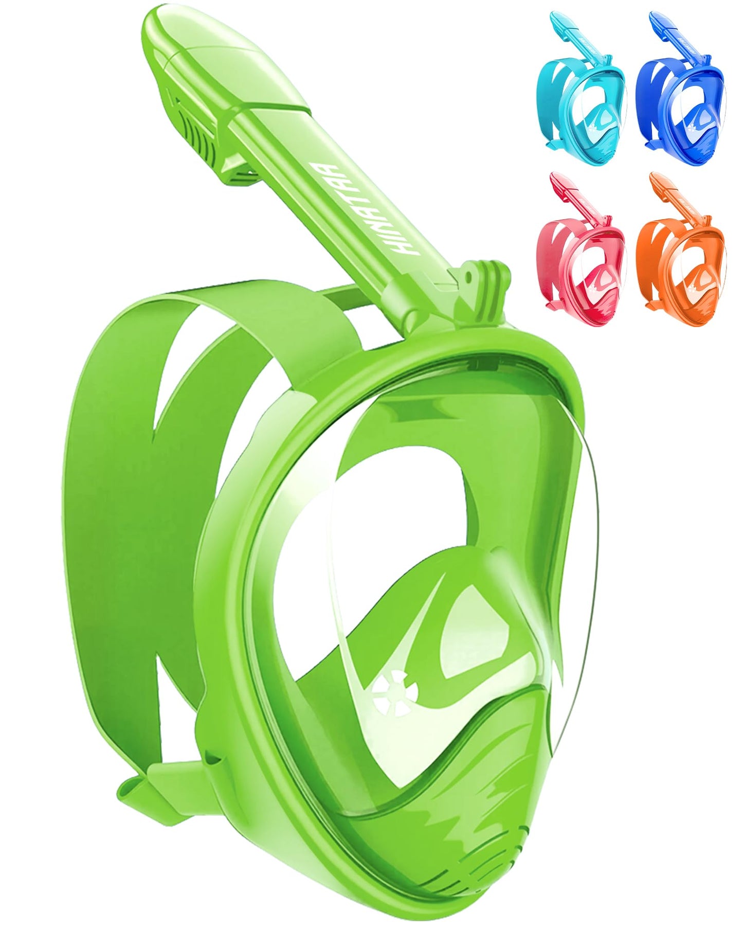 HINATAA Kids Snorkel Mask, 180° Panoramic View, Easy Breathing, Full Face Snorkel Mask, Anti-Fog and Leak-Proof, Suitable for Kids aged 4-15 (Green)