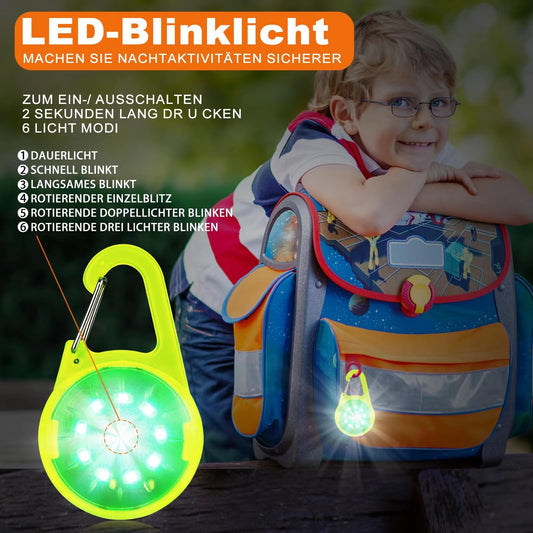 ZLCBBD LED Blink light for kids - USB rechargeable reflector light for school bags, safety light attachment for hiking, running, jogging, pet backpack, clothing Green