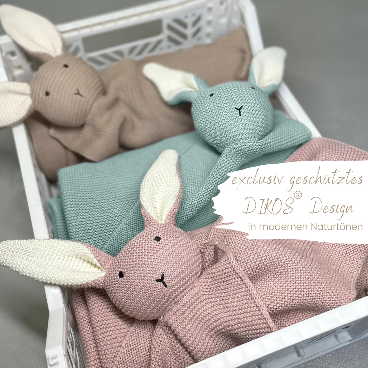 DIKOS Original 2-in-1 Baby Blanket & Snuggle Bunny (Blush) β a lovely gift for newborns made from soft organic cotton (GOTS) β perfect as baby girl's first cuddly toy at birth